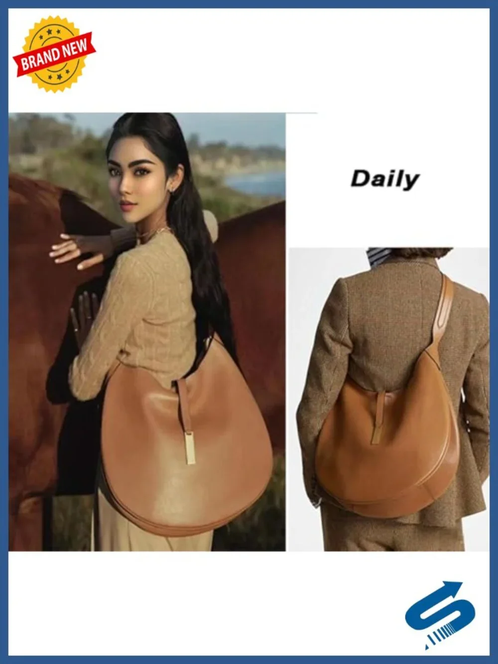 Suede & Split Leather Hobo Shoulder Bag Large Capacity Magnetic Closure Tote